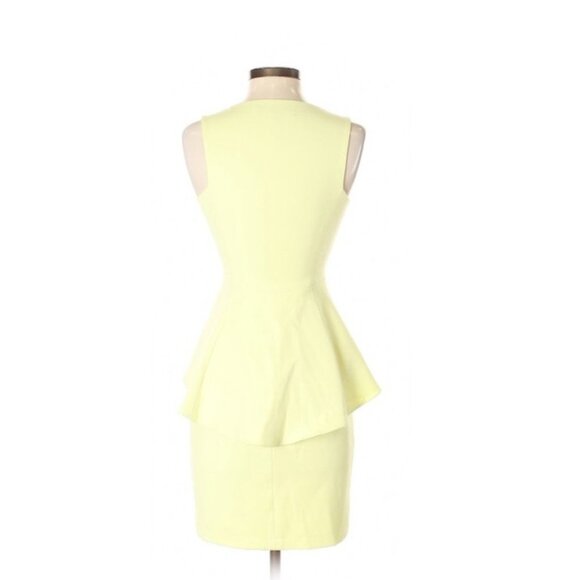 BCBGMAXAZRIA Peplum Zip Front Sheath Yellow Dress - Picture 3 of 3